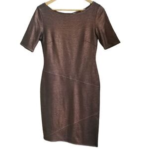 𝅺RACHEL RACHEL ROY Rose Gold Bodycon Asymetrical Cut Out Festive Shiny Dress L